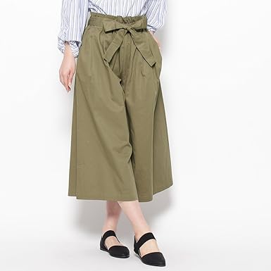 Amazon サンカンシオン 3can4on ウエストリボンタックガウチョ