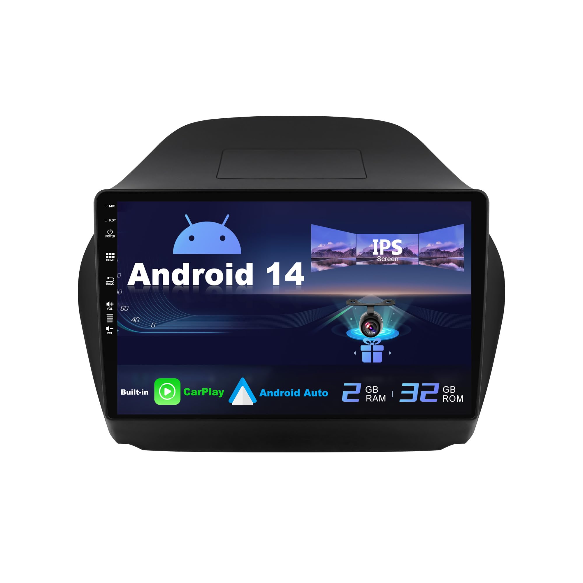 SXAUTO Android 14 IPS Car Radio Stereo for Hyundai IX35 (2010-2017) - Built-in Carplay/Android Auto - Rear Camera - 2G+32G - Steering Wheel Control DAB Fast-Boot WiFi 4G Bluetooth - 2 Din 10.1Inch