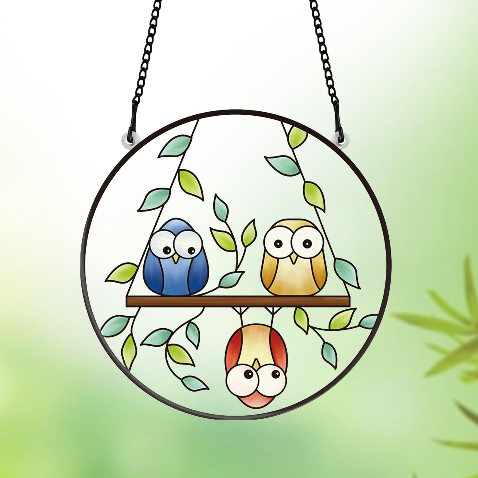 FREEBLOSS 16cm Acrylic Suncatcher Acrylic Window Hanging Suncatcher Panels for Window Cartoon Funny Birds Window Hanging Acrylic Window Art Colorful Transparent Window Hanging Ornament