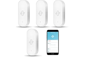 GAODUCASH WiFi Vibration Sensor: Smart Door Window Sensor with App Alerts, Wireless Glass Break Detector, Adjustable Sensitivity, Compatible with Alexa Google Home (4Pack)