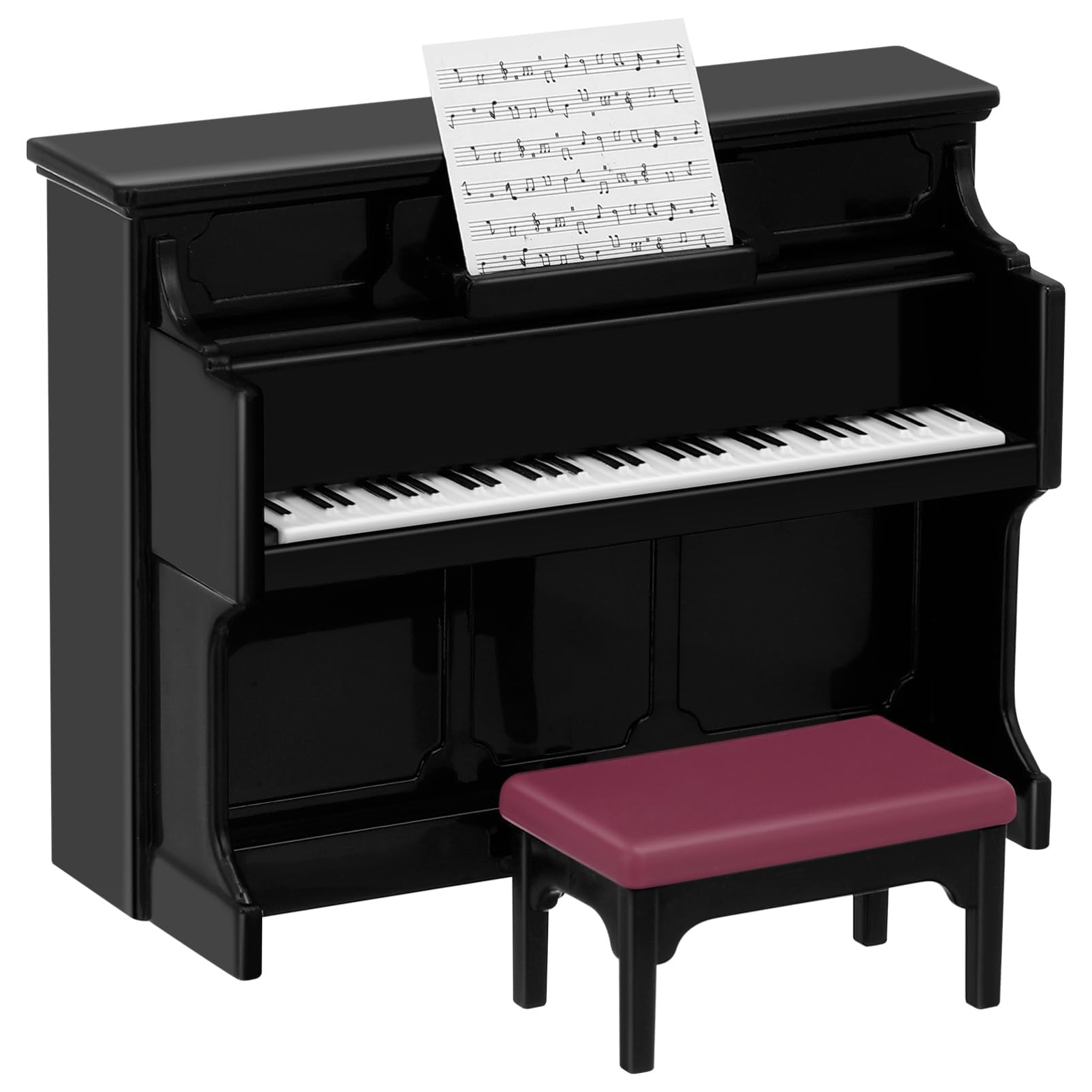 Photo 1 of HEALLILY Mini Dollhouse Piano: Black Plastic Dollhouse Piano and Stool Set with Music Sheet for Scene Shooting Props Doll House Decoration, 3.58 X 2.75 X 1.45 Inches