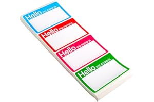 LROGOE 4 Colors (Hello My Name is) Name Tags Stickers 200 Labels for Office, Meeting, School, Teachers and Mailing