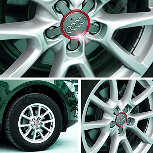 4 Pieces Red Alloy Car Wheel Rim Center Cap Hub Rings Decoration For Audi A3 A4 A5 Q3 Q5 Q7 TT Quattro, BMW X1 X3 X5 1 3 5 6 7 Series