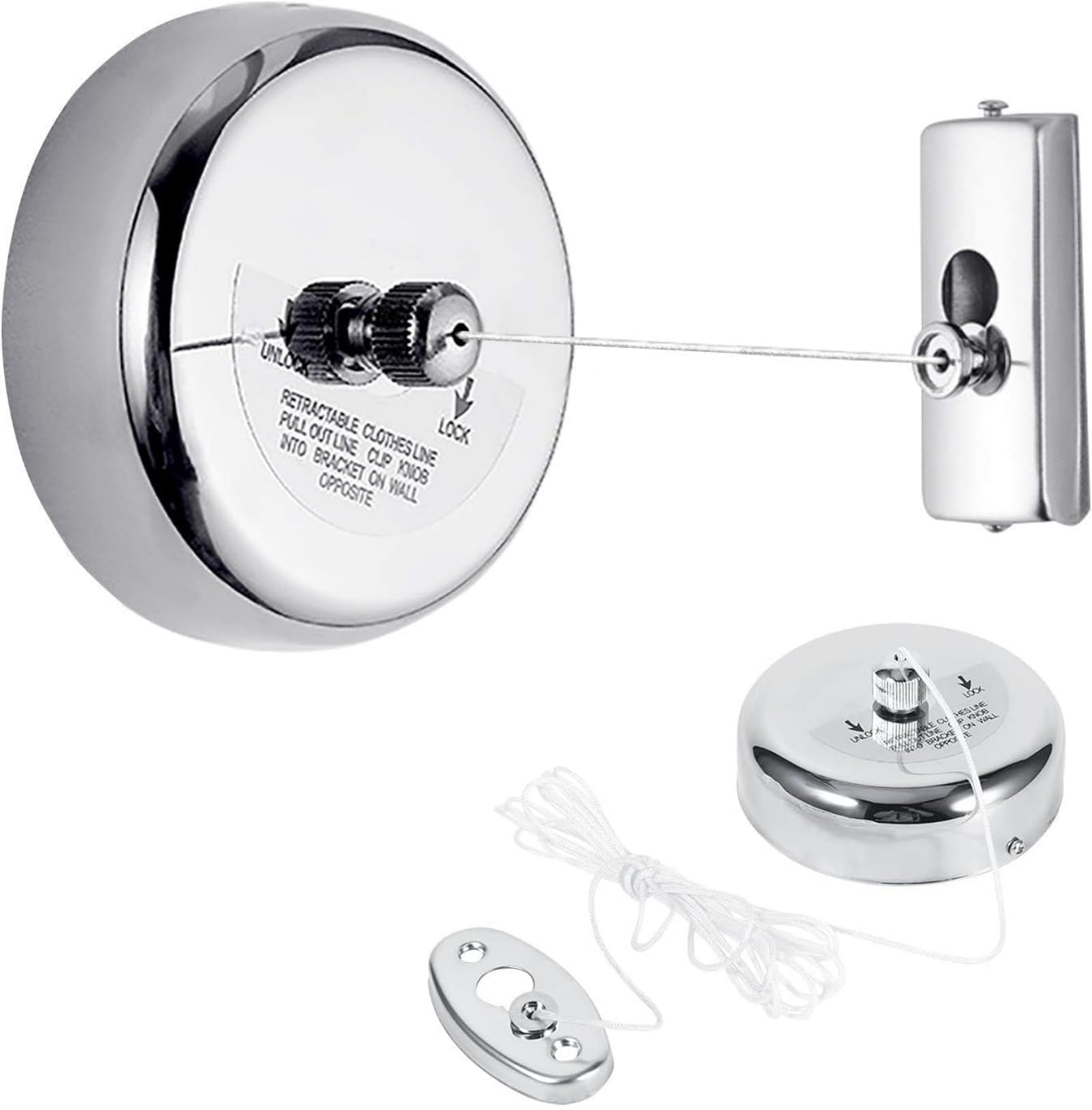 Fictory Stainless Steel & Nylon Retractable Washing Line, 2.8M Indoor/Outdoor Clothes Line, Silver