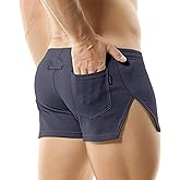 GENEMEN Mens 3 Inch Inseam Shorts Gym Running Sweat Shorts with Back Pockets