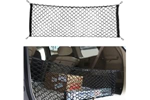 GEWEECO Car Rear Cargo Net, Universal Adjustable Elastic Trunk Cargo Storage Organizer Net, Double-Layer Storage Nylon Mesh Compatible for SUV, Jeep, Truck（43.3 x 15.7in）