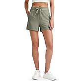 G4Free Ribbed Womens Athletic Shorts High Waisted Drawstring Gym Running Shorts with Pockets