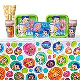 Bubble Guppies Party Supplies Pack for 16 Guests - Straws, Dessert Plates, Beverage Napkins, Cups, and Table Cover