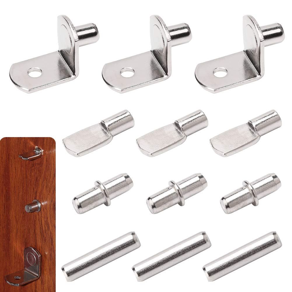Photo 1 of Shelf Pegs-Support Pins Set, 80 Pieces Stainless Steel Metal Bracket Nickel Plated, Easily Replace Missing or Broken Kitchen Cabinet Bookshelf Pegs, 4 Styles