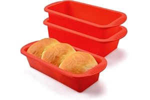 CAKETIME Silicone Bread Loaf Pan, Set of 3 Nonstick 9 x 3.9 x 2.3 inch BPA Free Silicone Baking Molds for Homemade Loaf, Bread, Meatloaf, Cake, Sandwiches