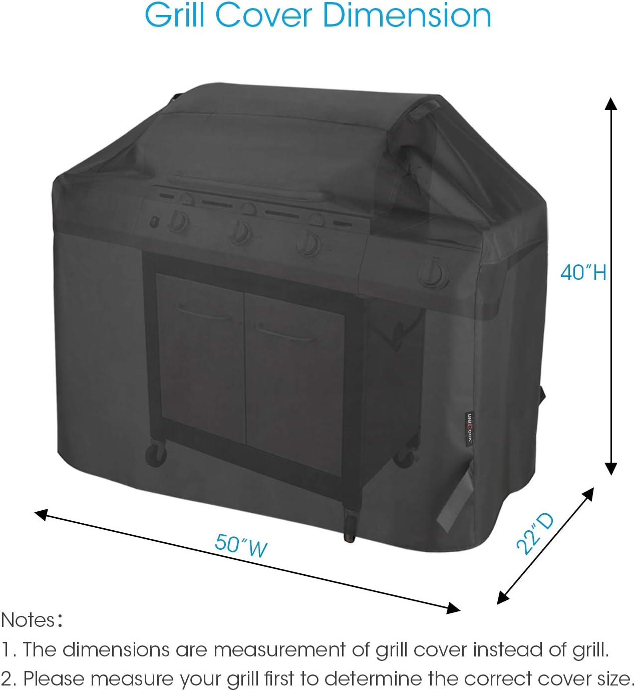 Unicook Heavy Duty Waterproof Barbecue Gas Grill Cover, Small 50-inch BBQ Cover, Special Fade and UV Resistant Material, Fits Grills of Weber Char-Broil Nexgrill Brinkmann and More, 50"W x 22"D x 40"H : Garden & Outdoor