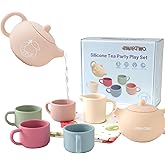 Smartwo Silicone Tea Set for Toddlers Aged 0+ Months | Real or Play Tea Party Set for Kids, Non-Toxic Baby Kitchen Toys