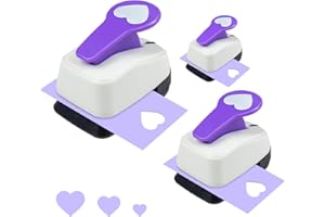 NOONIMUM Heart Punch Set, 3/8 Inch, 5/8 Inch, 1 Inch Heart Hole Punches Set for Scrapbooking, Paper Crafts, Weddings, Cardstock, Greeting Cards and Scrapbooks