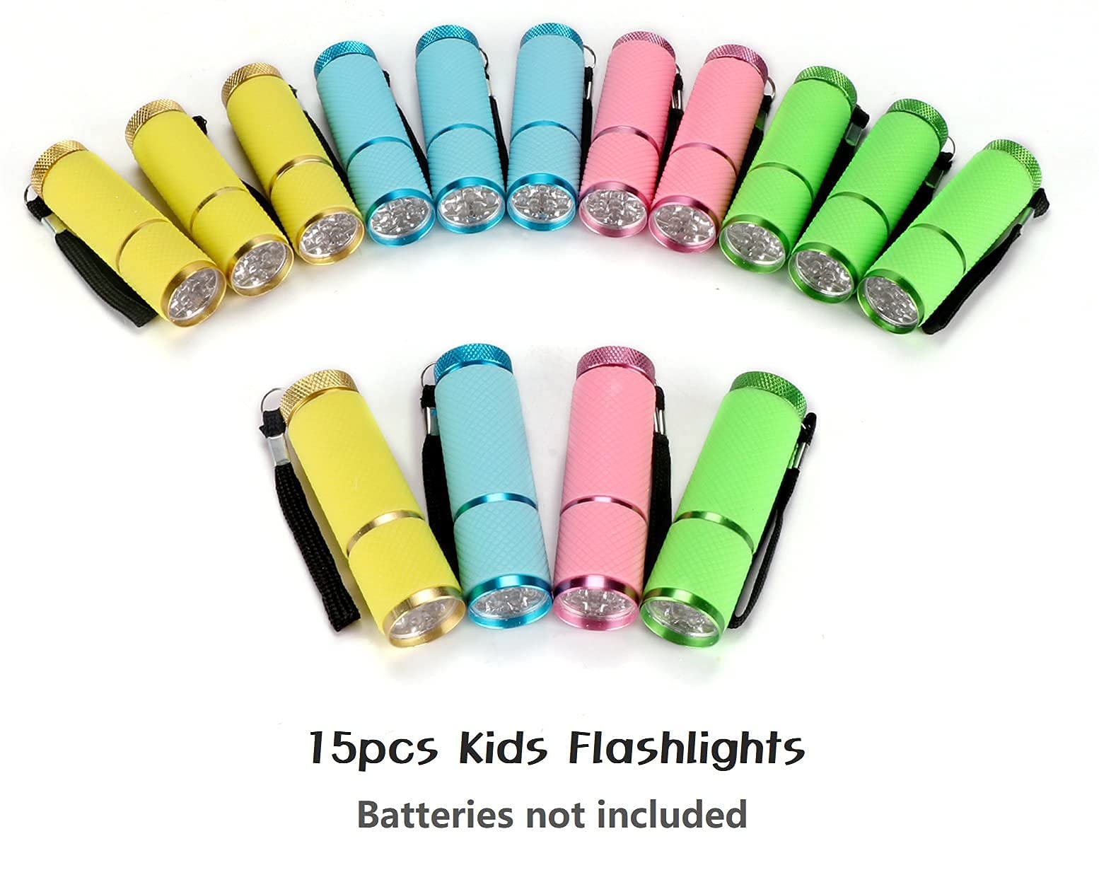 dervea 15-Pack Kids Flashlights for Boys Birthday Party Suppliers,Slumber Sleepover Party Favors, Mini Flashlight for Camping Glamping Goodie Bag Stuffers, Return Gifts For Girls Party