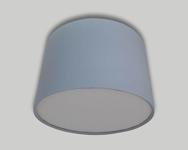 Light Grey Drum Ceiling Lampshade With White Diffuser 20cm 25cm