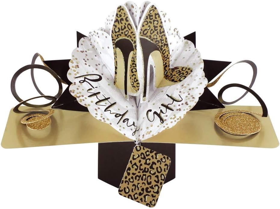 Birthday Girl Shoes Pop-Up Greeting Card Original Second Nature 3D Pop Up Cards, Gold/black