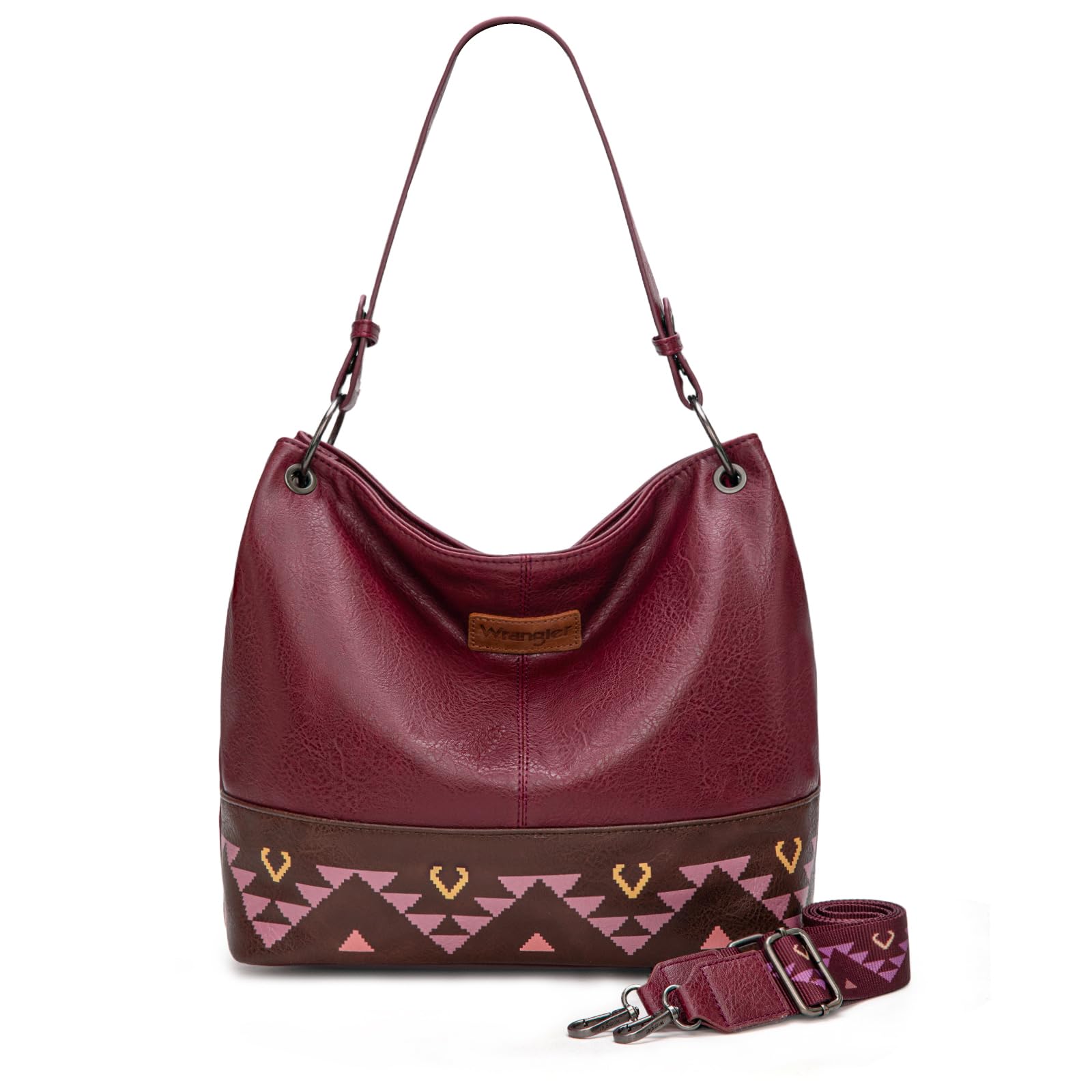 Wrangler Womens Hobo Bags Shoulder Hobo Purses and Handbags Aztec Vegan Leather Crossbody Strap WG297-918BDY Image