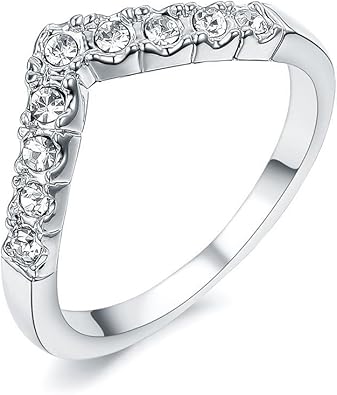 Atistic Con Strass Con Lettera V Con Anelli Di Fidanzamento Da Donna lia K A S Placcato Platinum 50 15 9 Colore Bianco Cod Fr029s5 5 Amazon It Gioielli