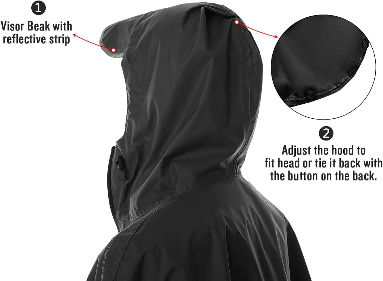 Muti-Use Resuable Rain Poncho for Cycling Hiking Camping(Black): Clothing