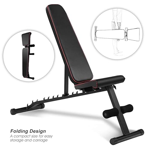 Goplus Adjustable Sit up Bench, Incline Folding Weight Bench