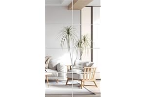 VASUHOME Glass Full Length Wall Mirror Tiles- 14x12 Inch- 8PCS, Frameless Full Body Mirror for Home Gym, Bedroom, Living Room