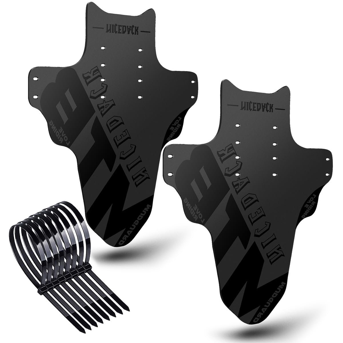 NICEDACK Mudguards Mountain Bike, 2 Pieces Mudguard Fit 20-29 Inch MTB Mudguard Front and Rear Compatible Bicycle Splash Guard (Black)