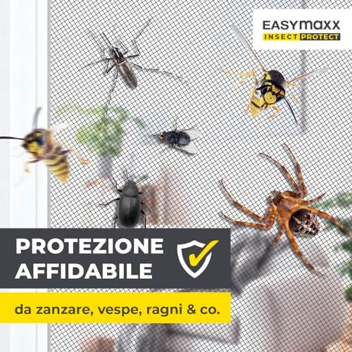 Zanzariera per finestre con Magic Click | Tagliata individualmente su misura per tutte le finestre fino a 150 x 130 cm | Facile installazione con 12 magneti - senza forare o avvitare [Nero]