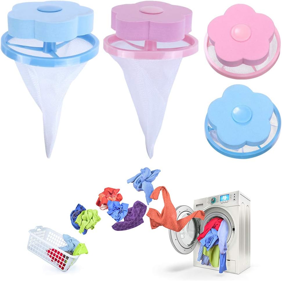 Lint Filters, 4 Pcs Household Reusable Washing Machine Filter Mesh Bag