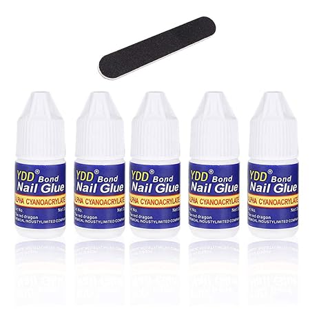 Tipkleber - Nagelkleber für die professionelle Nagelverlängerung - 5 Tuben mit jeweils 3 Gramm