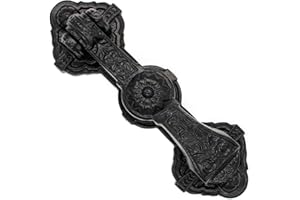 Mythrojan Black Powder Coated Decorative Front Door Artisan Made Antique Knocker