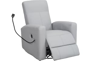 hzlagm Power Swivel Glider Chair, Nursery Chair, Swivel Rocker Recliner with USB Ports, Waterproof PU Leather Rocking Reclining Chair, Living Room, Nursery - Grey