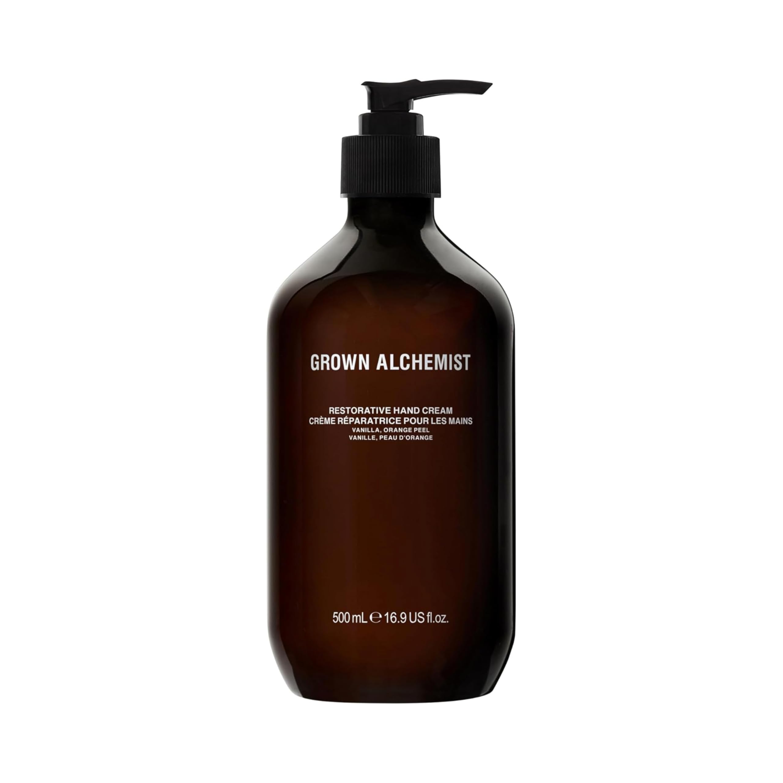 Grown Alchemist Restorative Luxury Pump Hand Cream - Vanilla, Orange Peel - Natural, Vegan Hand Moisturiser for Dry and Cracked Hands, Soothing Handcream 500 ml