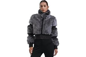 GSOU SNOW Women Ski Jacket Faux Fur Snowboard Coat Snow Cropped Jacket Winter Outdoor Warm