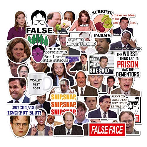 The Office Sticker Pack of 50 Stickers - Funny Waterproof Vinyl Stickers for Laptops, Hydro Flasks, Water Bottles, Computers, Phone