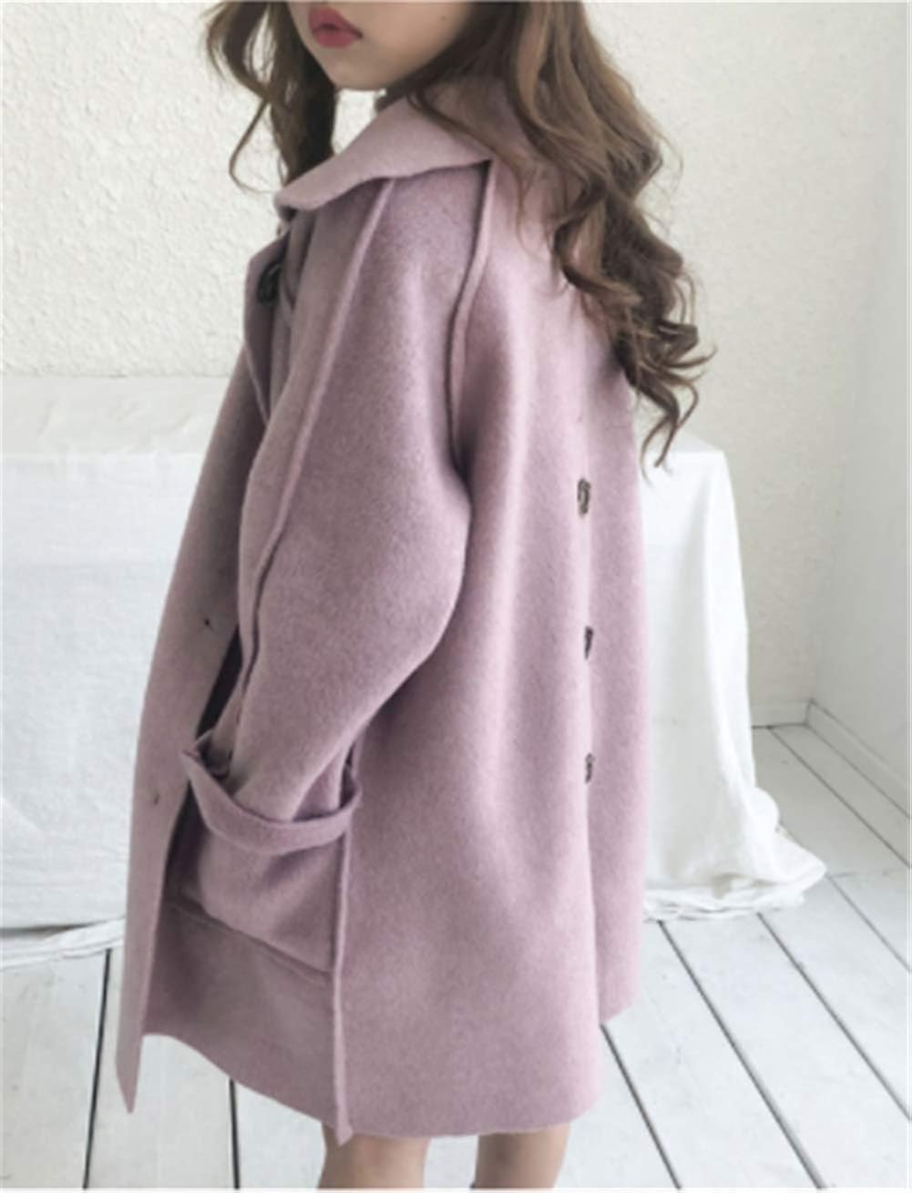 女の子服 女の子 女児 通学 厚手 スプリングコート ピッタリ ガールズ 上着 トレンチコート ジャケット 防寒コート 立て襟 コート 韓国 ファッション ピンク 150CM
