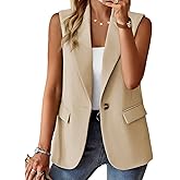 Sleeveless Blazer Vests for Women 2025 Trendy,Fully Lined Fashion Casual Work Office Suit Vest with Pockets