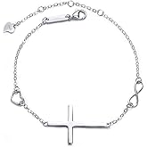EVER FAITH Cross Bracelet 925 Sterling Silver Religious Classic Heart Infinity Charm Bracelets Adjustable Chain Birthday/Mothers Day/Valentines/Christmas Jewelry Gift for Women