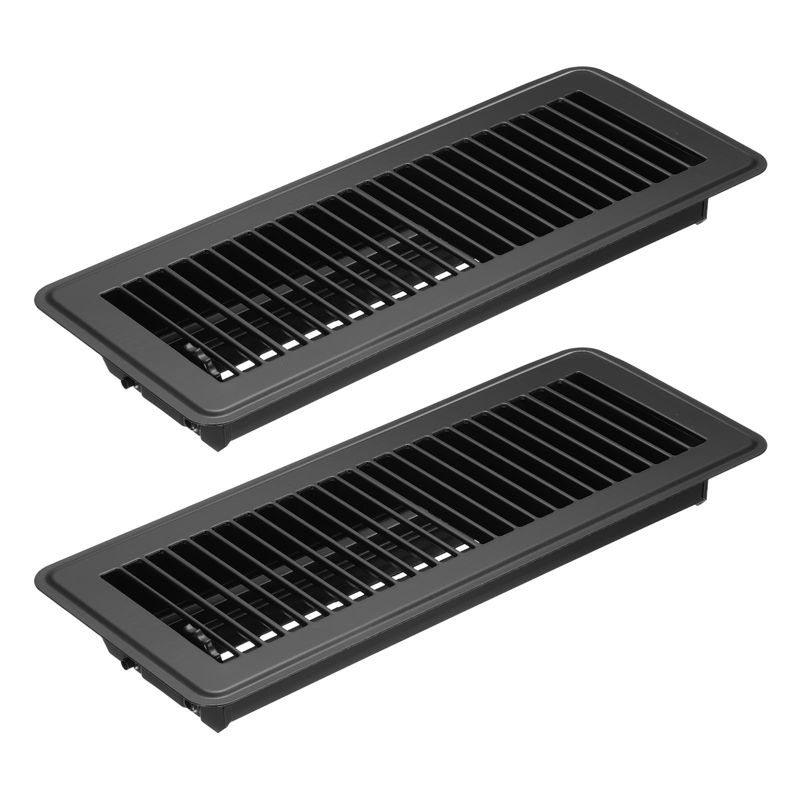 PATIKIL 12 x 4 Inch Floor Register, 2pcs Heavy Duty Air Vent Cover Steel Adjustable Decor Vents Easy Adjust Floor Grates for Sidewall Home Office, Black