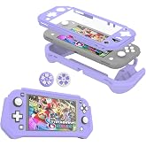 FIWWAT Switch Lite Case Protective Case for Nintendo Switch Lite | Compatible with Nintendo Lite, Screen Protector Cover Hand Grip Cover with Detachable TPU+Built-in PC Screen (Pastel Purple)