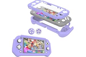 FIWWAT Switch Lite Case Protective Case for Nintendo Switch Lite, Compatible with Nintendo Lite Screen Protector Cover Hand Grip Cover with Detachable TPU+Built-in PC Screen (Pastel Purple)