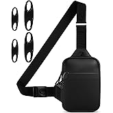 Peicees Mini Anti Theft Crossbody Sling Bag Small Chest Bag Dual Pocket Water Resistant Fanny Pack Running Phone Holder