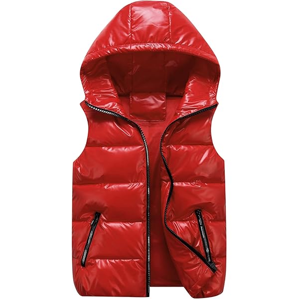 ダウンジャケット・コート +DEINET+ GLOSSY PADDING VEST IN SILVER KDCKD4WB211 Men's Lightweight Glossy Winter Vest Jacket Sleeveless