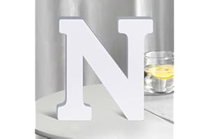 SETNDTS White Wooden Letters 8 Inch for Wall Decor,Large Unfinished Wood Letters for Home,Wooden Alphabet Letters for Crafts,Standing Garden Board or Room Name Signs DIY Carft (N)