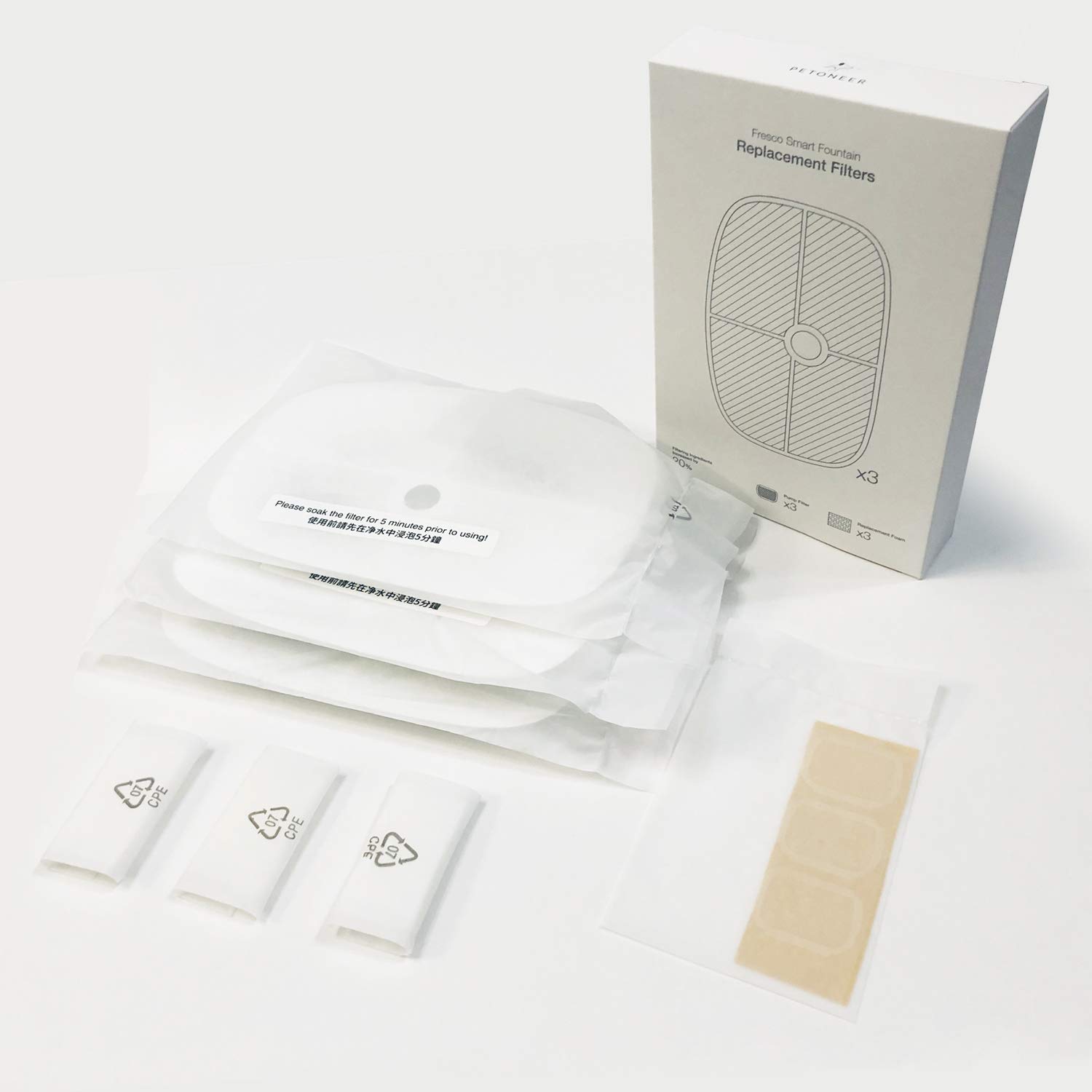 RGS Living PETONEER Smart Dog Cat Water Fountain -Replacement Filters & Sponge (3pcs only)