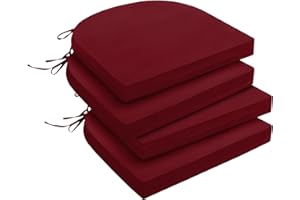 downluxe Outdoor Chair Cushions Set of 4 for Patio Furniture, Water-Resistant Patio Chair Cushions with Ties, High Density Foam Outdoor Seat Cushion, 17" X 16" X 2", Burgundy