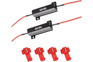 Fogfar 2 PCS 50W 6 Ohm Aluminum Case Resistor, Auto Lamp Resistor, Load Resistors, for Fix LED Bulb Fast Hyper Flash LED Turn Signal Lights, Fix Error Flash Controller (Black)