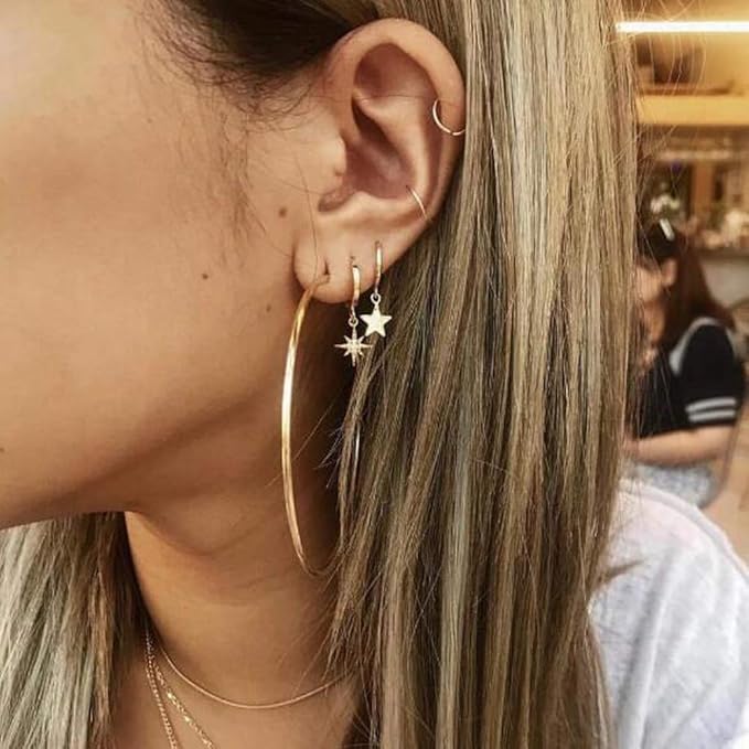 Missgrace Multiple Piercings Cute Big Hoop Elegant Earrings Set Vintage