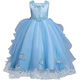 Flower Girl's Dress Princess Puffy Tulle Dresses Bridesmaid Wedding Communion Birthday Party Pageant Maxi Prom Gown for Kids