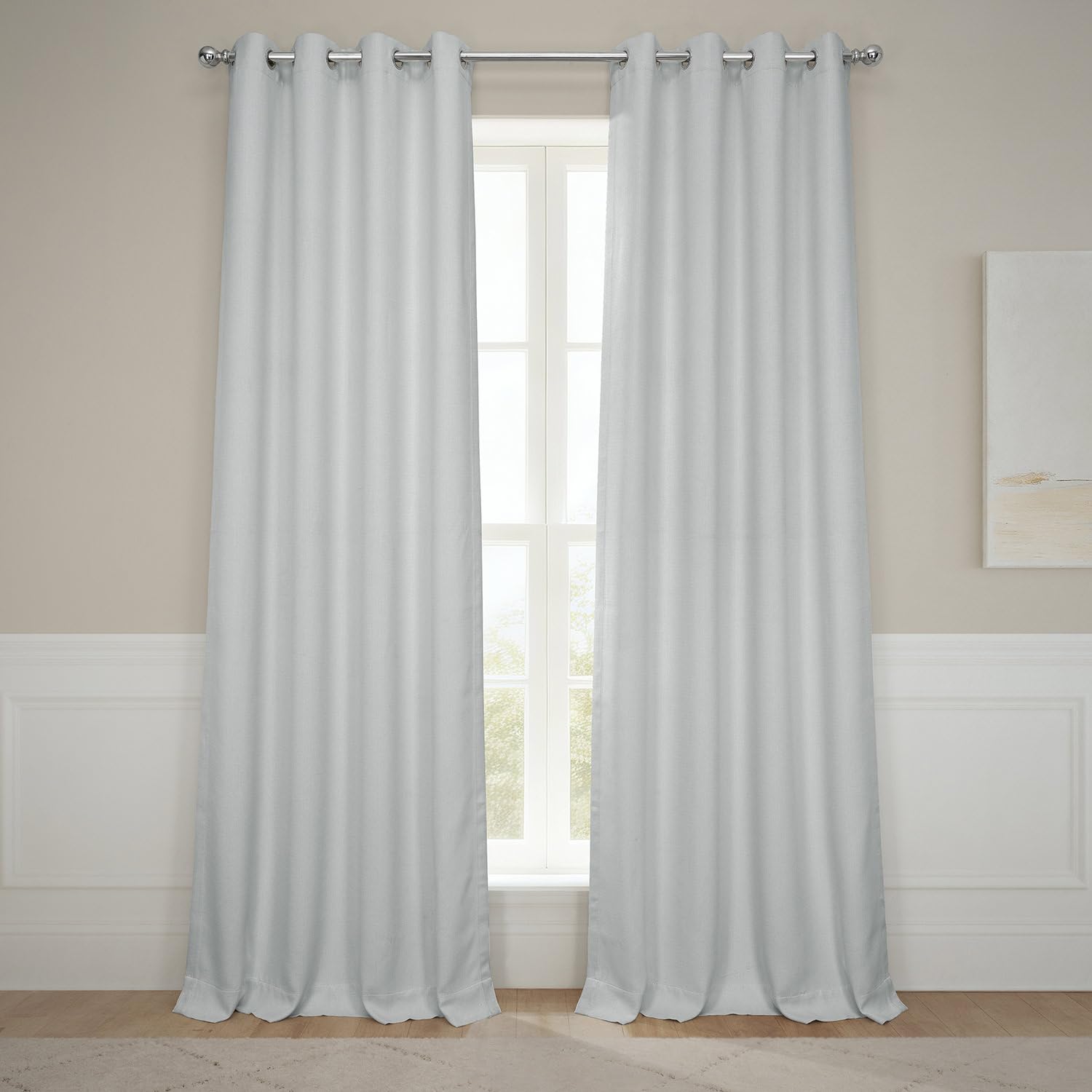 HPD Half Price Drapes BOCH-LN1855-120-GR Faux Linen Grommet Blackout Room Darkening Curtain (1 Panel), 50 X 120, Oyster