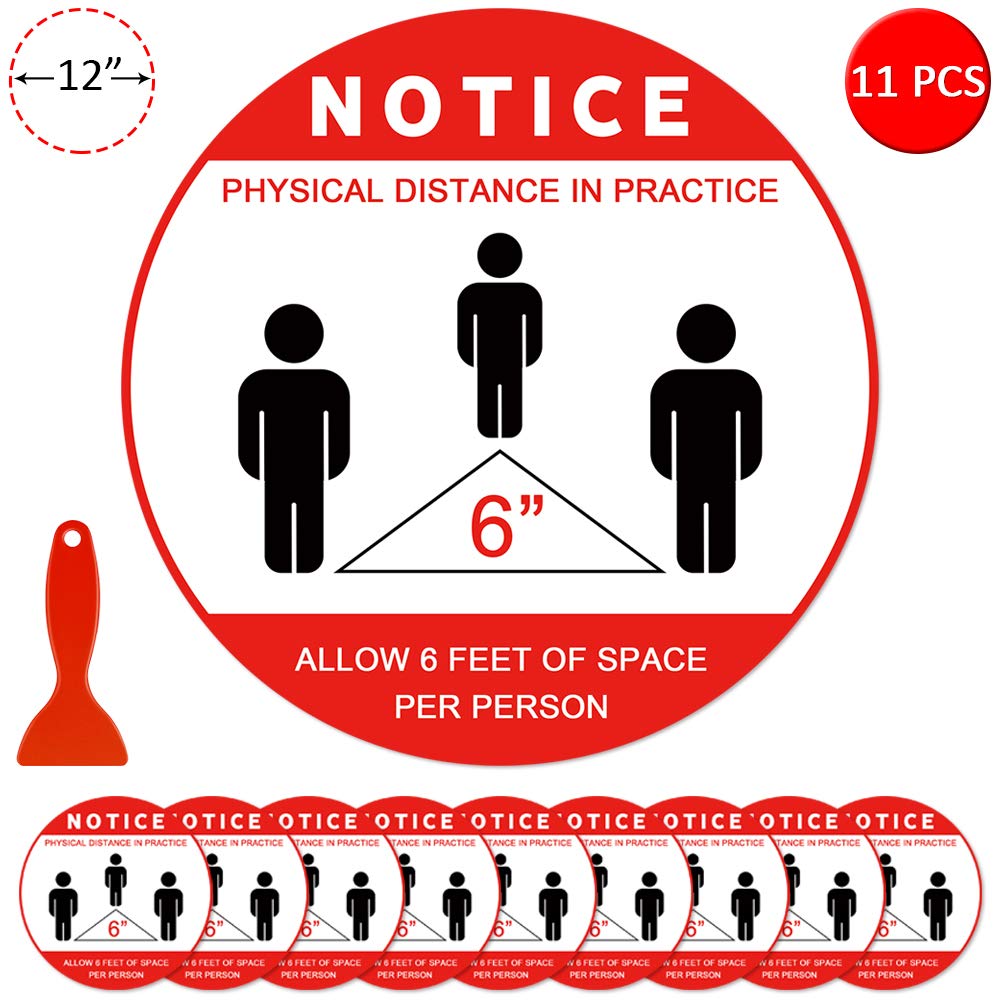 10 Pack Social Distancing Floor Decals 6 Feet Apart Safety